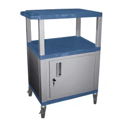 Budget ???? H. Wilson H. Wilson Tuffy Cart With Lockable Cabinet Blue And Nickel Small ????